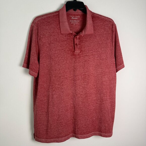 Lucky Brand Mens Venice Burnout Polo Shirt Mars Red Size XL - Picture 1 of 11